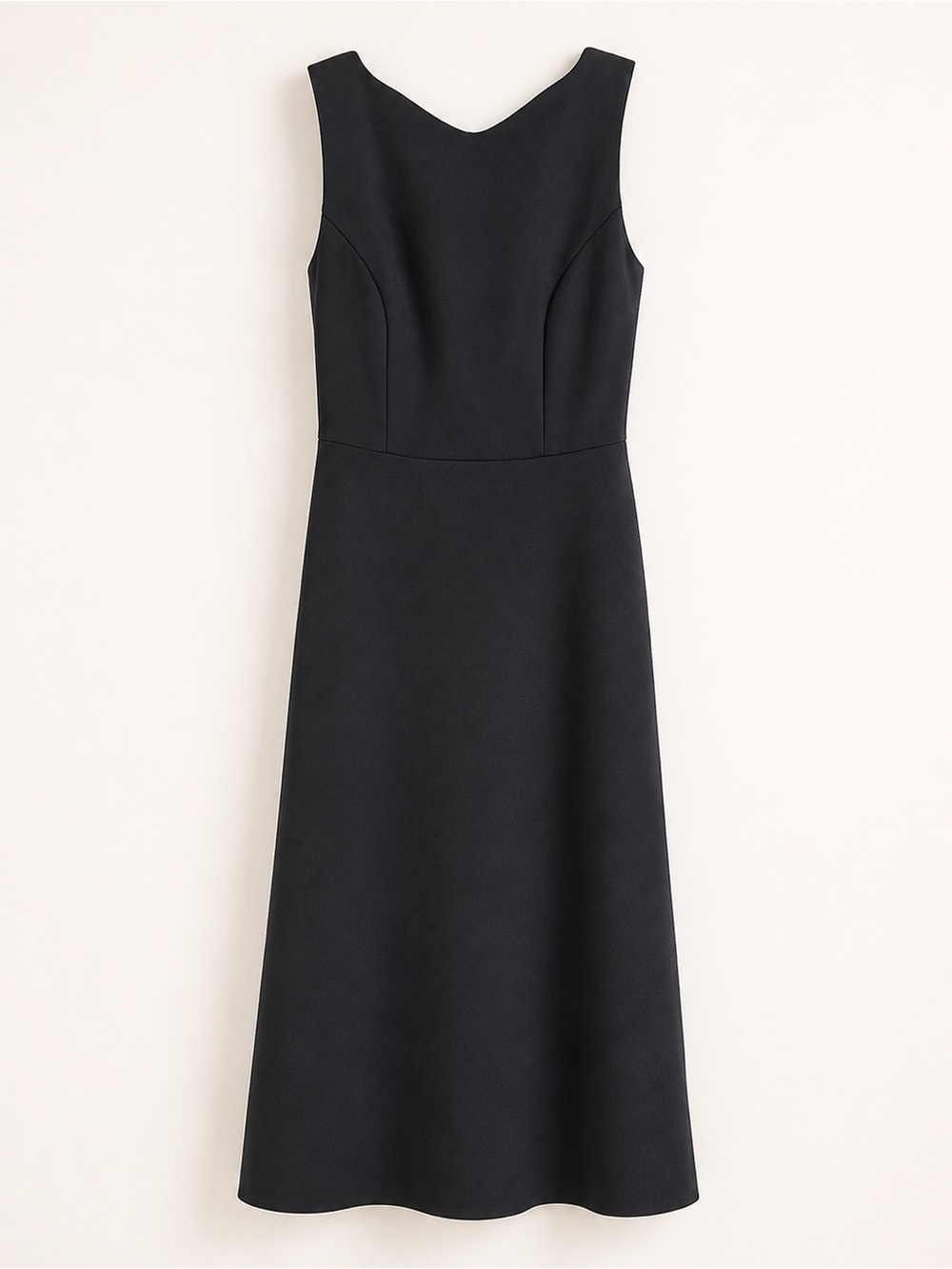 Classic Black Tailored Midi Dress S Sleeveless Work Cocktail Minimalist
